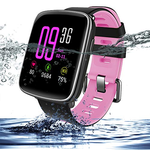 Willful Smartwatch con Pulsómetro,Impermeable IP68 Reloj Inteligente con Cronómetro, Monitor de sueño,Podómetro,Calendario,Control Remoto de música,Pulsera Actividad para Android y iOS (Rosa)