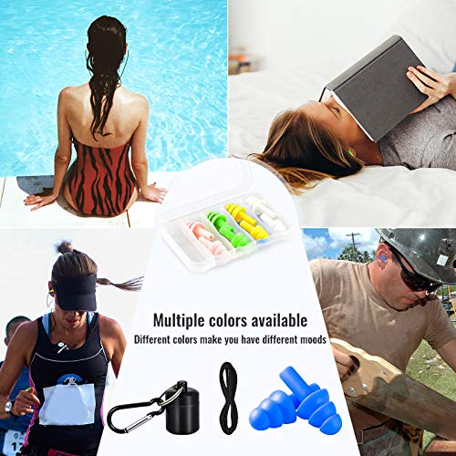 Wilxaw Tapones para los oídos para Dormir, 5 Pares Silicona Duradero Tapones para los oídos Anti rruido para Dormir, Nadar, avión, estudiar y Viajar (5 Colores)