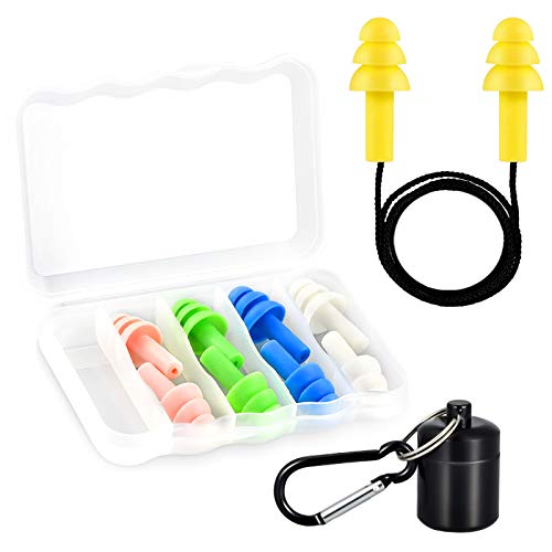 Wilxaw Tapones para los oídos para Dormir, 5 Pares Silicona Duradero Tapones para los oídos Anti rruido para Dormir, Nadar, avión, estudiar y Viajar (5 Colores)