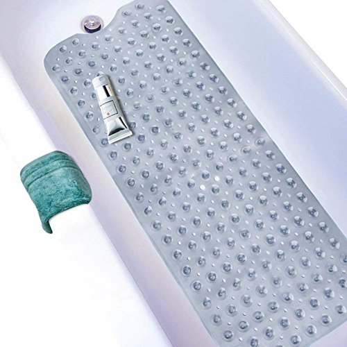 Wimaha Alfombrillas de baño Extra largas - Resistentes al Moho, Antideslizantes, con Ventosa. para Uso en el baño, Lavables a máquina, 100 x 40 cm (Gris)