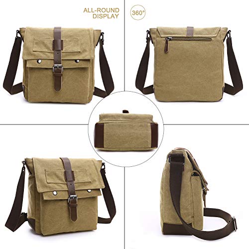 Wind Took Bolso Bandolera de Lona Bolso Mensajero Bolso de Hombro Unisex Bolsos Cruzados Shoulder Bag Bolso Casual para Trabajo Viaje Diario Caqui