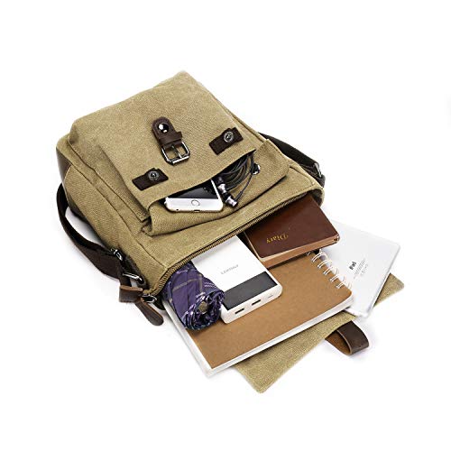 Wind Took Bolso Bandolera de Lona Bolso Mensajero Bolso de Hombro Unisex Bolsos Cruzados Shoulder Bag Bolso Casual para Trabajo Viaje Diario Caqui