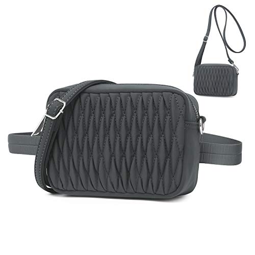 Wind Took Riñonera de la Moda Mujer Bolsos Bandolera Mujer Bolso Hombro Riñonera Casual Bolso de Cintura 2 In 1 Multifuncional Gris