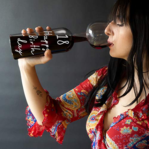 Wine Lovers Botella de Vino de Cristal con rotulador de Tiza - Botella de Vino de Cristal XXL con Lema - Botella de Vino Ideal como Idea de Regalo Divertida - Bolas de Limpieza Incluidas