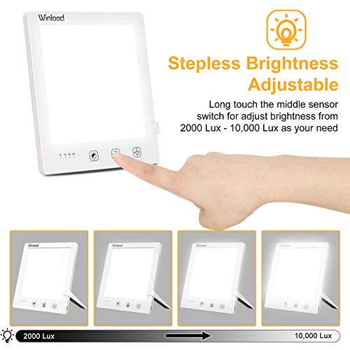 Winload Lámpara de Terapia de Luz, Lámpara de Luz Diurna 10,000 Lux, Lámpara SAD con Colores y Brillo Ajustables, 4 Ajustes de Temporizador, Lampara Luminoterapia para la Depresión Estacional