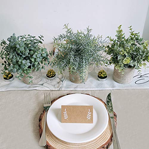 Winlyn - Juego de 3 mini plantas artificiales de eucalipto de plástico para decoración del hogar, oficina, escritorio, ducha, cuarto de baño