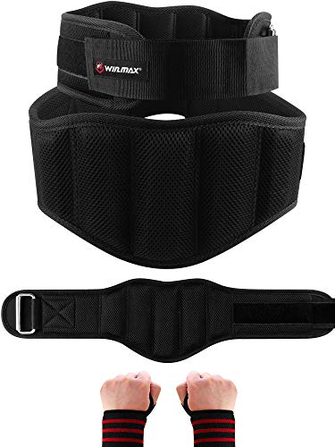 WIN.MAX Cinturón Lumbar Gimnasio，Cinturón Lumbar Gimnasio Ajustable para Hombres y Mujeres，Cinturones Pesas Levantamiento，Gimnasio Cinturón Peso Musculacion (Negro, L)