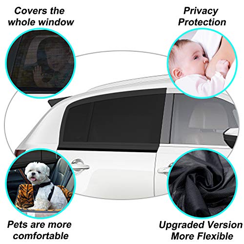 WIN.MAX Parasol de Coche, Parasol Coche Bebe, para Niños y Mascotas, Doble Tejido para Máxima Protección contra Rayos UVA, Fácil instalación, Pack de 2 Unidades