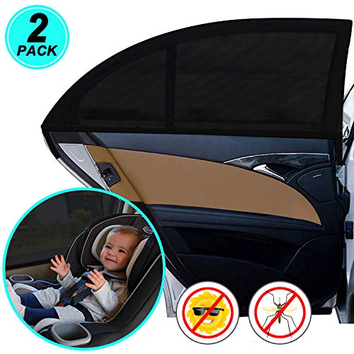 WIN.MAX Parasol de Coche, Parasol Coche Bebe, para Niños y Mascotas, Doble Tejido para Máxima Protección contra Rayos UVA, Fácil instalación, Pack de 2 Unidades
