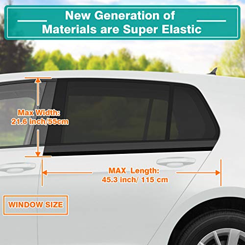 WIN.MAX Parasol de Coche, Parasol Coche Bebe, para Niños y Mascotas, Doble Tejido para Máxima Protección contra Rayos UVA, Fácil instalación, Pack de 2 Unidades