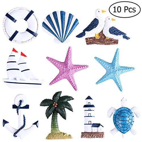 WINOMO 10pcs Imánes Del Refrigerador Nevera Lindo Estilo Mediterráneo Náutico Decoración Ornamentos Colgantes