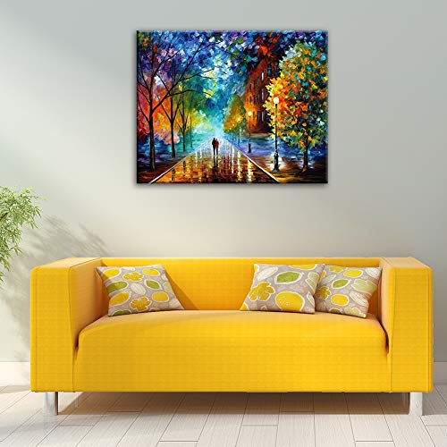 WISKALON Pintar por Numeros Animales para Adultos Niños DIY Pintura al óleo Kit por Numeros sobre Lienzo con 3X Lupa, Pintura Pintar y Pinceles - Noche Romántica 40cm x 50cm (sin Marco)