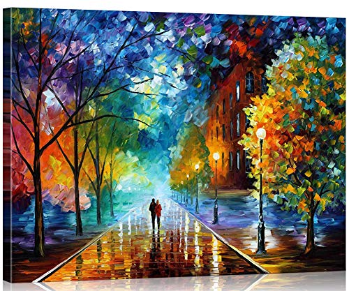 WISKALON Pintar por Numeros Animales para Adultos Niños DIY Pintura al óleo Kit por Numeros sobre Lienzo con 3X Lupa, Pintura Pintar y Pinceles - Noche Romántica 40cm x 50cm (sin Marco)