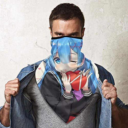 WlQshop Calentadores de Cuello Re:Zero Starting Life in Another World Rem Neck Gaiter Scarf Sun UV Dust Protection Mascarilla Windproof Breathable Bandana Balaclavas for Fishing Motorcycle Cycling