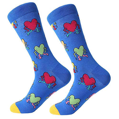 WLQXDD Calcetines 1 Par De Calcetines De Algodón Peinado para Hombre Calcetín Divertido Labios Coloridos Guitarra De Piña Cereza Limón P