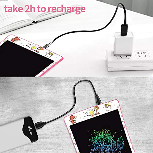 WOBEECO Tableta de Escritura LCD 10 Pulgadas Recargable| Tablet para niños | Ideal como Pizarra Digital para Aprender a Leer y Escribir | Juguete Educativo (Rosa)