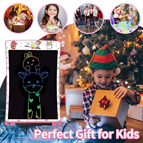 WOBEECO Tableta de Escritura LCD 10 Pulgadas Recargable| Tablet para niños | Ideal como Pizarra Digital para Aprender a Leer y Escribir | Juguete Educativo (Rosa)