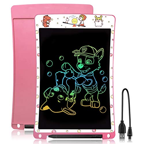 WOBEECO Tableta de Escritura LCD 10 Pulgadas Recargable| Tablet para niños | Ideal como Pizarra Digital para Aprender a Leer y Escribir | Juguete Educativo (Rosa)