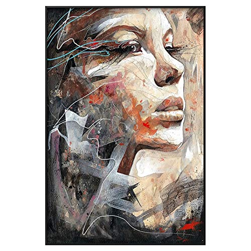 wojinbao Pintura sobre lienzoAbstract Woman Portrait Carteles e Impresiones Girl Wall Art Canvas ngs on The Wall para la decoración del hogar