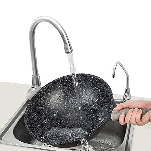 Wok Profesional Antiadherente No fume Compuesto general Multi-Capa inferior antiadherente Pan Maifan Piedra antiadherente Inferior sartén (Color : Maifan stone, Size : 55x30x10cm)