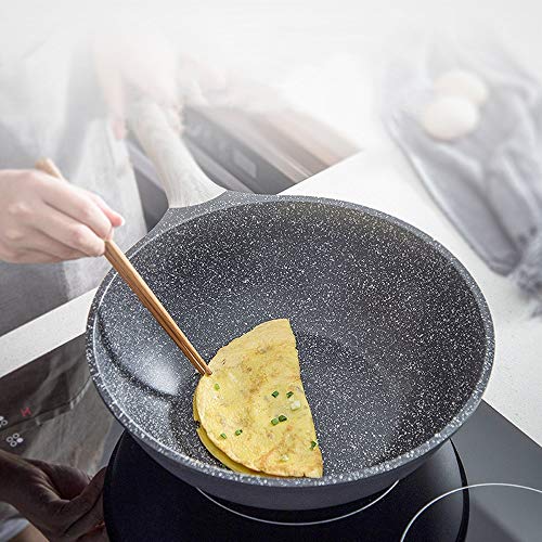 Wok Profesional Antiadherente No fume Compuesto general Multi-Capa inferior antiadherente Pan Maifan Piedra antiadherente Inferior sartén (Color : Maifan stone, Size : 55x30x10cm)