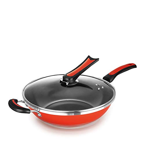 Wok Profesional Antiadherente No se permite fumar antiadherente sartén Compuesto Bottom aleación de aluminio Pan (Color : Alloy, Size : 32x9cm)