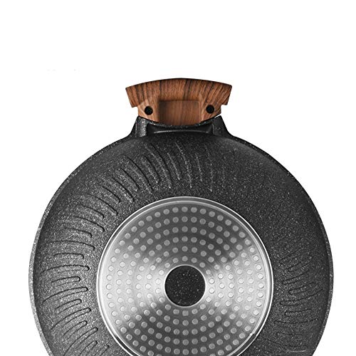 Woks Que no se pegue en una cazuela plana de utensilios de cocina antiadherente no se permite fumar en Wok Maifan Piedra Wok para la cocina (Color : Aluminum, Size : 59x32x10cm)