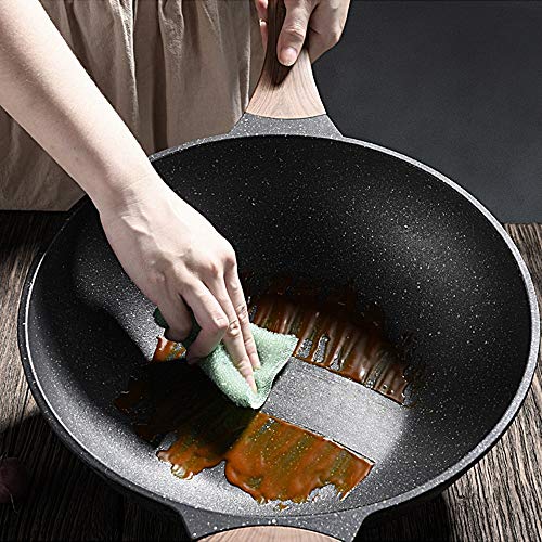 Woks Que no se pegue en una cazuela plana de utensilios de cocina antiadherente no se permite fumar en Wok Maifan Piedra Wok para la cocina (Color : Aluminum, Size : 59x32x10cm)