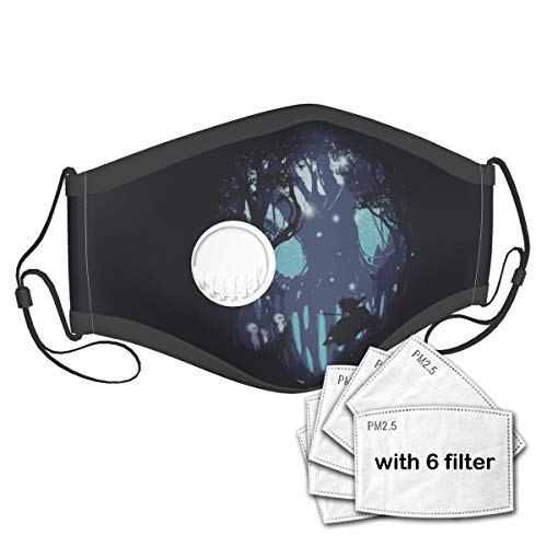 Wolf Dark Silhouette Trees Princess Mononoke Fores Fashion Face Shield Dust Mouth Shield Half Headwear with Filter for Outdoor
