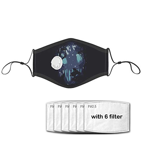 Wolf Dark Silhouette Trees Princess Mononoke Fores Fashion Face Shield Dust Mouth Shield Half Headwear with Filter for Outdoor