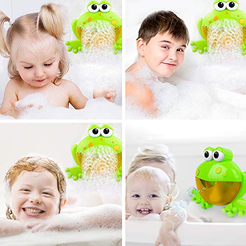WolinTek Juguete de Baño para Bebé, Máquina de Burbujas para Bañera, Rana de Juguete con 12 Melodías Musicales,Burbuja de Baño Juguetes para Niños