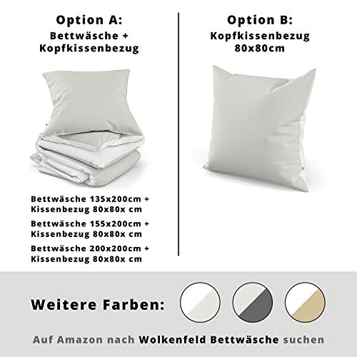 Wolkenfeld - Juego de cama (200 x 200 cm, suave y no necesita planchado, 2 piezas, funda nórdica y funda de almohada de 80 x 80 cm), color gris y blanco