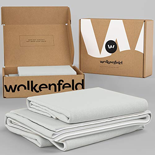 Wolkenfeld - Juego de cama (200 x 200 cm, suave y no necesita planchado, 2 piezas, funda nórdica y funda de almohada de 80 x 80 cm), color gris y blanco