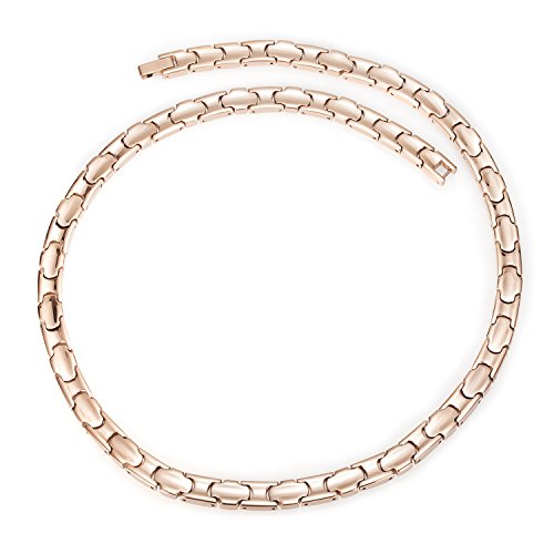 Wollet - Collar de Titanio de Oro Rosa para Mujer, joyería para energía Sana, hematita Bio-germanio Pura (TIN-4614R TIB-4614R)