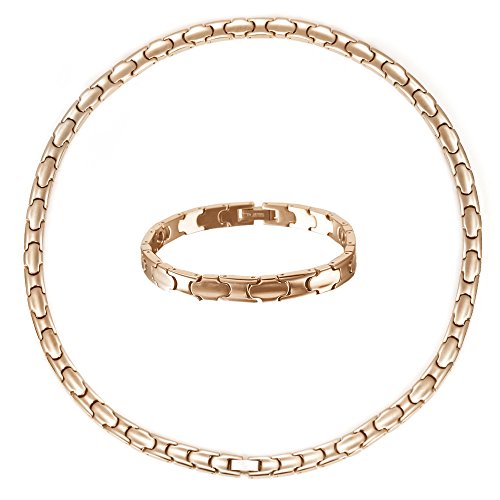 Wollet - Collar de Titanio de Oro Rosa para Mujer, joyería para energía Sana, hematita Bio-germanio Pura (TIN-4614R TIB-4614R)