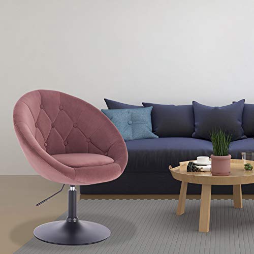 WOLTU 1x Taburete de Bar Acero Cromado Terciopelo Taburete Bajo Silla de Bar Taburete Conferencia Taburete Peluquería Taburete Oficina Rosa BH222rs-1