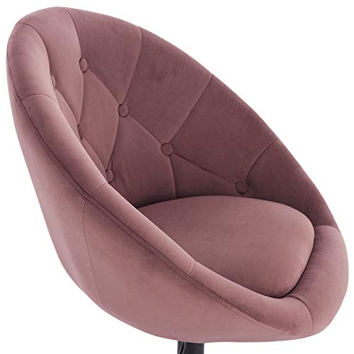 WOLTU 1x Taburete de Bar Acero Cromado Terciopelo Taburete Bajo Silla de Bar Taburete Conferencia Taburete Peluquería Taburete Oficina Rosa BH222rs-1