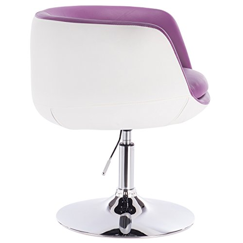 WOLTU 1x Taburete de Bar Sillas de Cocina con Reposabrazos Taburete Peluqueria Imitación Cuero Taburete Bajo Taburete de Trabajo Silla de Escritorio Violeta+Blanco BH42vlw