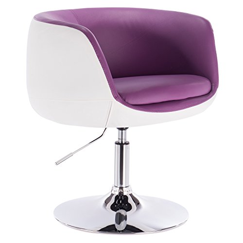 WOLTU 1x Taburete de Bar Sillas de Cocina con Reposabrazos Taburete Peluqueria Imitación Cuero Taburete Bajo Taburete de Trabajo Silla de Escritorio Violeta+Blanco BH42vlw