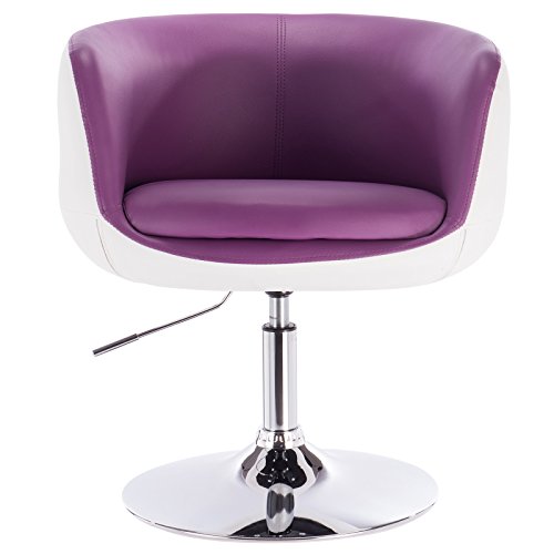 WOLTU 1x Taburete de Bar Sillas de Cocina con Reposabrazos Taburete Peluqueria Imitación Cuero Taburete Bajo Taburete de Trabajo Silla de Escritorio Violeta+Blanco BH42vlw