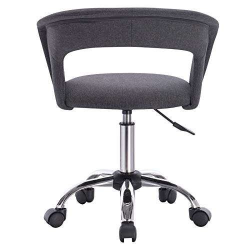 WOLTU BH39dgr Silla de Escritorio Ergonómica Silla de Ordenador Oficina Asiento de Lino Taburete de Giratorio con Ruedas Juedo de 1 Taburete de Trabajo Gris Oscuro