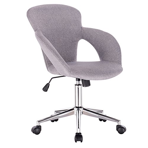 WOLTU Silla de Oficina Silla de Escritorio para Trabajo con Ruedas,Giratoria de Oficina Gris Claro BS17hgr