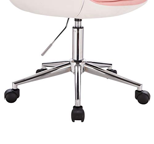 WOLTU Taburete de Trabajo Silla de Escritorio Giratoria en Piel Sintética Silla de Oficina con Ruedas Silla Despacho Ergonomica Silla Ordenador Rosa+Blanco BS105rsw