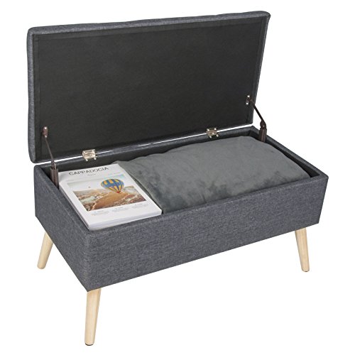 WOLTU Taburete Puff con Cajón de Almacenaje de Banco de Almacenamiento Zapatero con Asiento Asiento Tapizado de Lino 79,5x39,5x40cm Gris Oscuro, SH28dgr