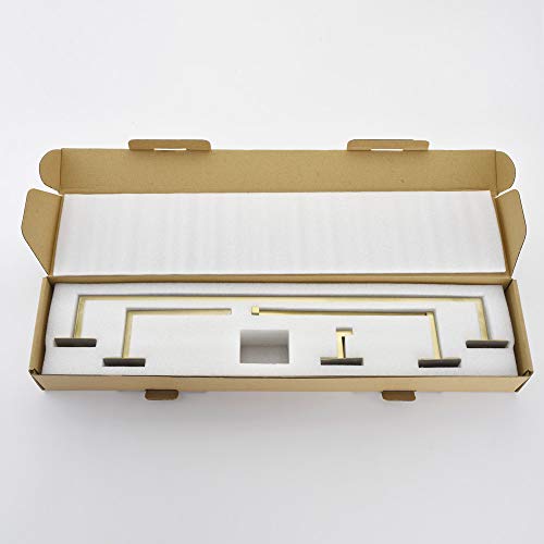 WOMAO - Juego de accesorios adhesivos para baño, 4 unidades, diseño cuadrado con acabado dorado cepillado