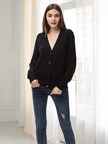 Woolen Bloom Cardigan Mujer Rebeca Blusa Manga Larga Cárdigan Chaqueta de Punto Cardigans Mujer Básico con Botones V Cuello Jerseys Primavera Verano Otoño Sueter