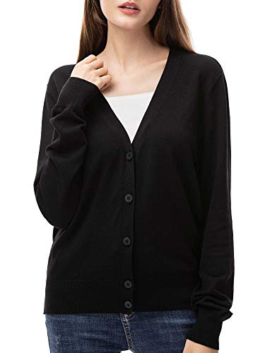 Woolen Bloom Cardigan Mujer Rebeca Blusa Manga Larga Cárdigan Chaqueta de Punto Cardigans Mujer Básico con Botones V Cuello Jerseys Primavera Verano Otoño Sueter