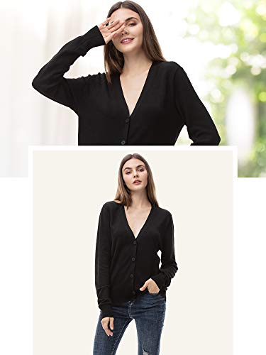 Woolen Bloom Cardigan Mujer Rebeca Blusa Manga Larga Cárdigan Chaqueta de Punto Cardigans Mujer Básico con Botones V Cuello Jerseys Primavera Verano Otoño Sueter