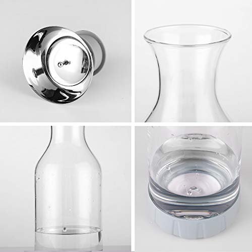 WOQO Jarras de Cristal, jarra de vidrio para jugo caliente / frío, té, leche y café, con elegante posavasos y cepillo de silicona, jarra de agua de vidrio (60 oz / 1.7L)