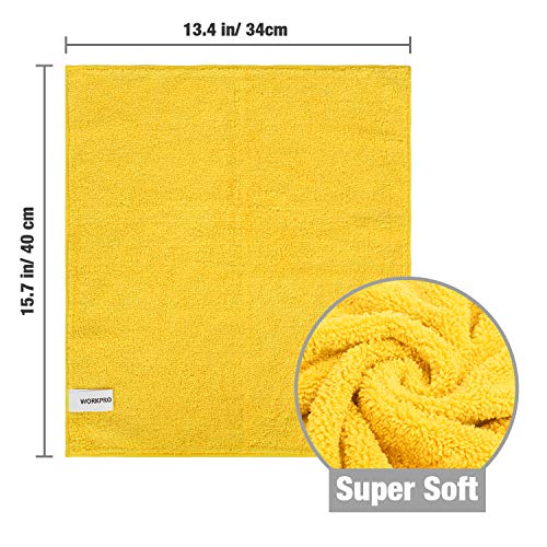 WORKPRO 30 Piezas- 3 Colores Bayetas de Limpieza Microfibra, Toallas Microfibra 80% Poliéster y 20% Poliamida para Coche y Cocina